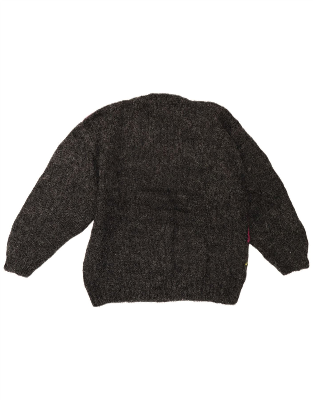 ВИНТАЖНЫЙ женский джемпер с круглым вырезом, Великобритания, 14, большой серый цвет с цветными блоками