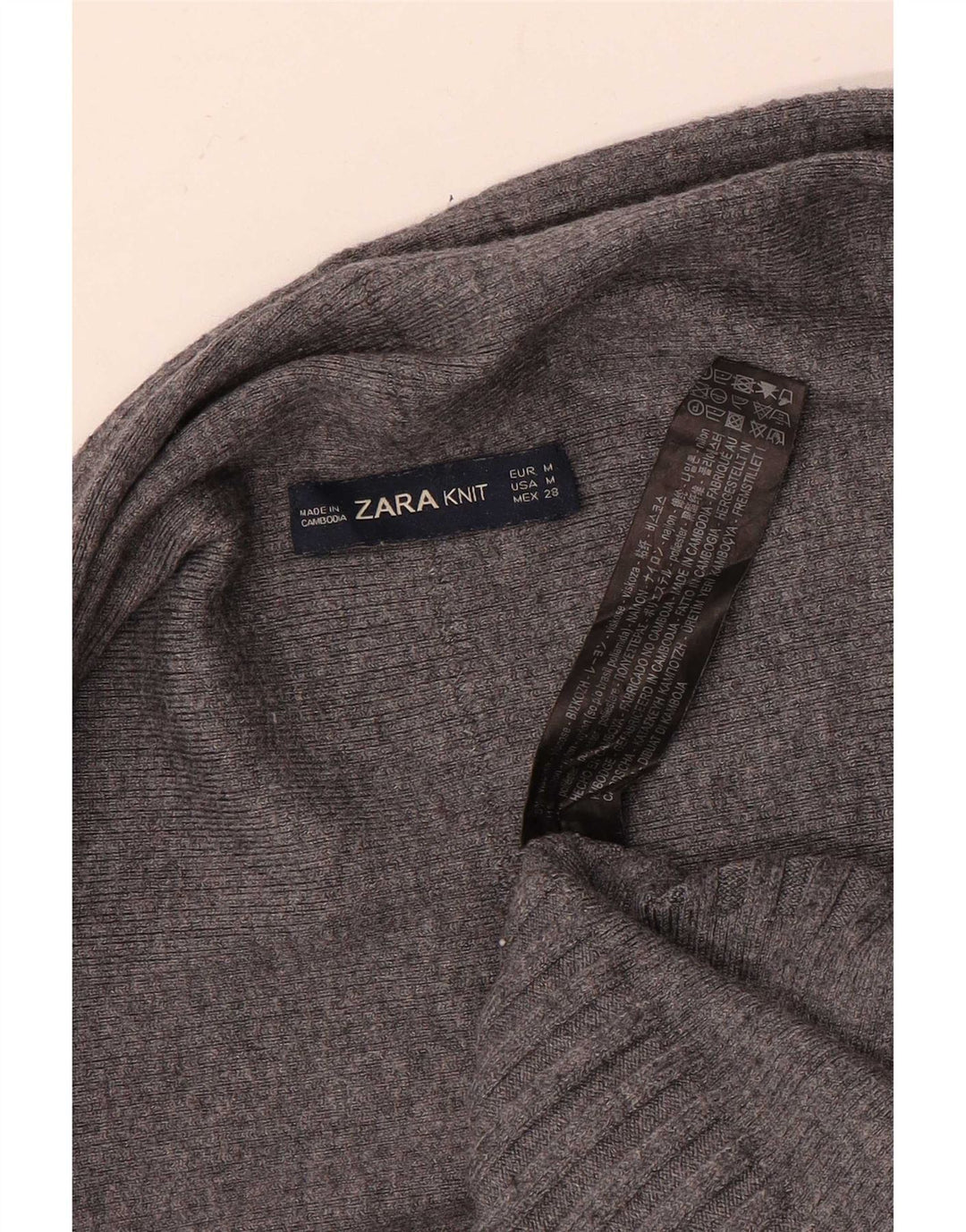 Женский асимметричный открытый кардиган Zara UK 14, вискоза среднего серого цвета