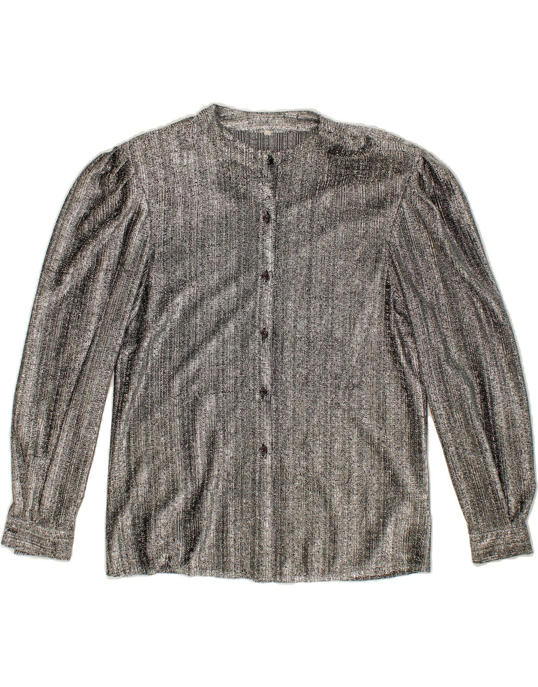 VINTAGE Womens Shirt Blouse UK 16 Large Silver Polyester Vintage Vintage and Second-Hand Vintage from Messina Hembry 