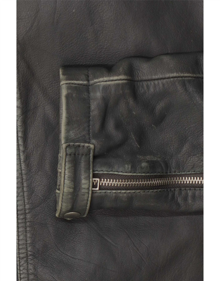 Женская кожаная косуха All Saints UK 12, средний серый цвет