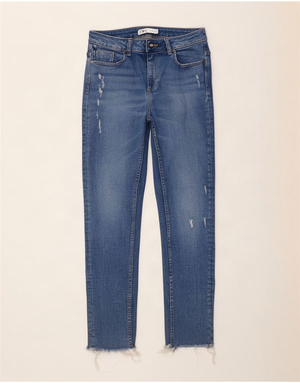 Женские укороченные джинсы скинни Zara EU 42, большие W32 L26, синий хлопок