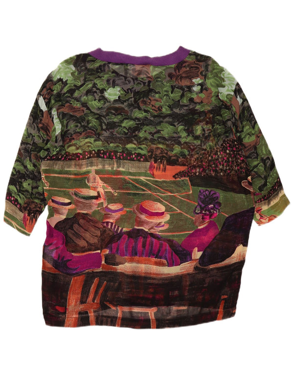 ВИНТАЖНАЯ женская блузка с абстрактным узором, Великобритания, 14 больших разноцветных цветов