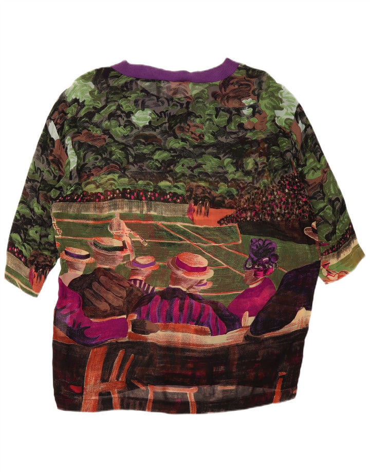 ВИНТАЖНАЯ женская блузка с абстрактным узором, Великобритания, 14 больших разноцветных цветов