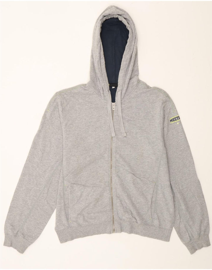 MEETING Mens Zip Hoodie Sweater Large Grey Cotton Vintage Meeting and Second-Hand Meeting from Messina Hembry 