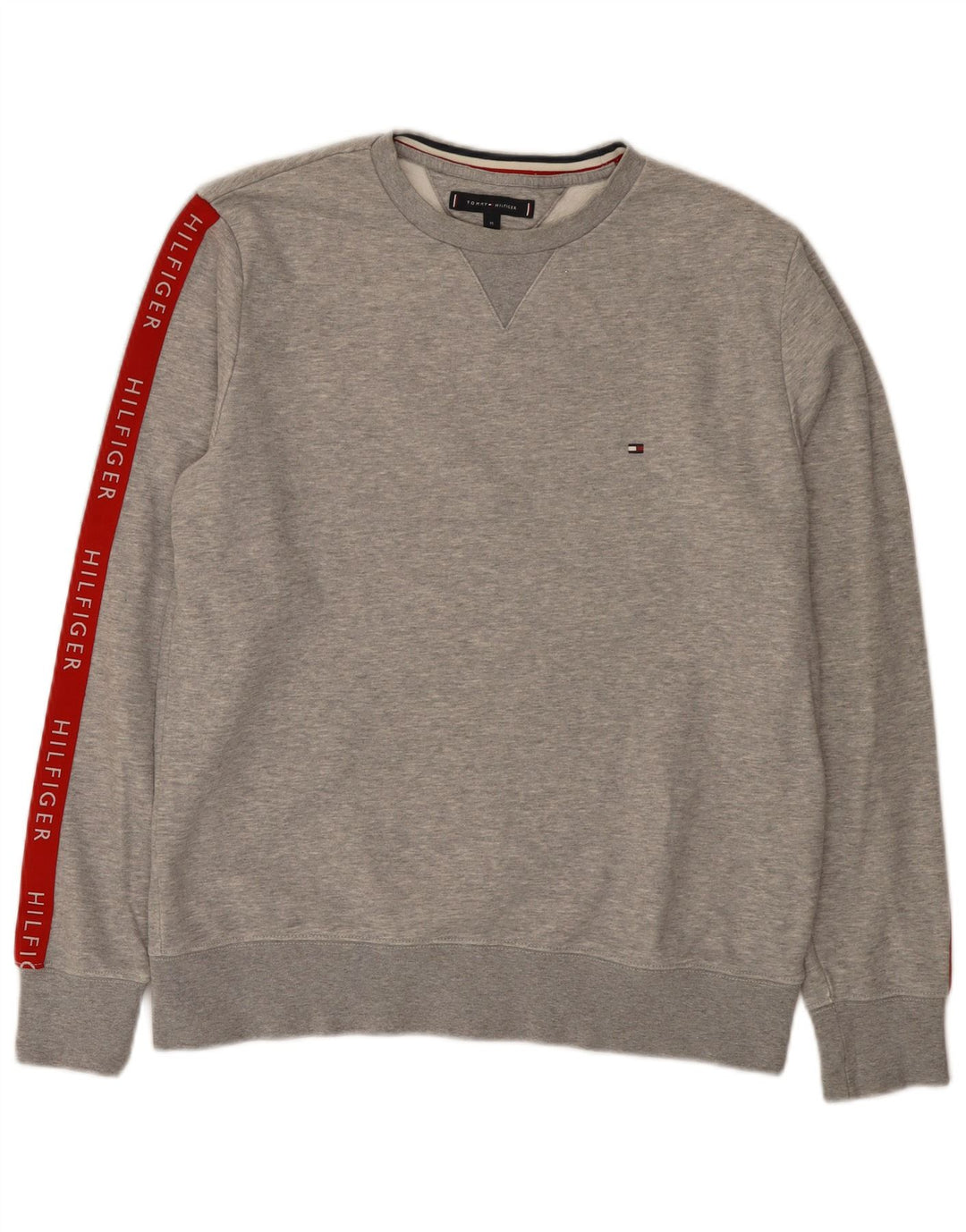 Мужской свитшот с рисунком Tommy Hilfiger, средний серый с цветными блоками