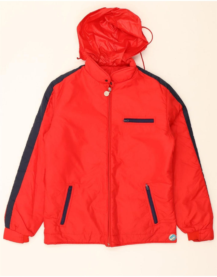 SAMAS Mens Hooded Windbreaker Jacket UK 38 Medium Red Colourblock Nylon Vintage Samas and Second-Hand Samas from Messina Hembry 
