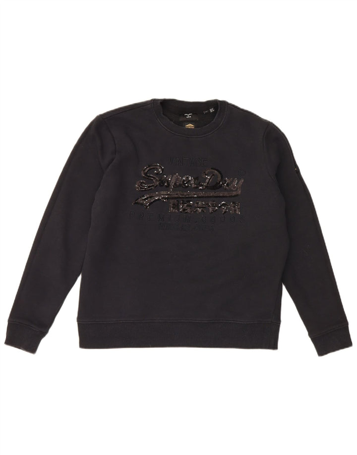 Женский джемпер большого размера с рисунком Superdry UK 10, маленький черный