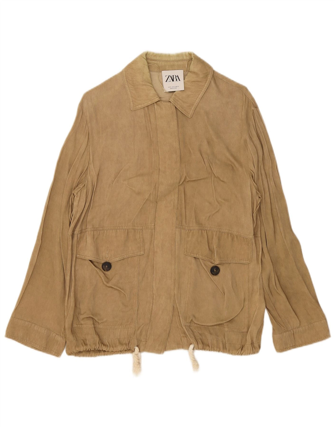 Женская куртка Zara UK 10, маленькая, бежевый, вискоза
