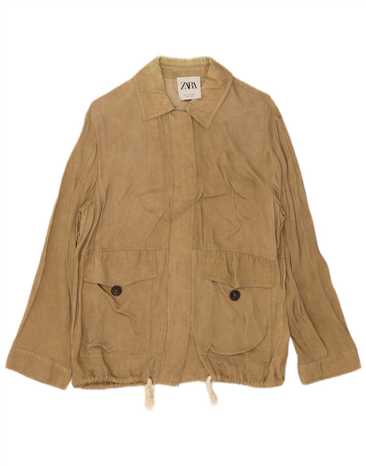 Женская куртка Zara UK 10, маленькая, бежевый, вискоза