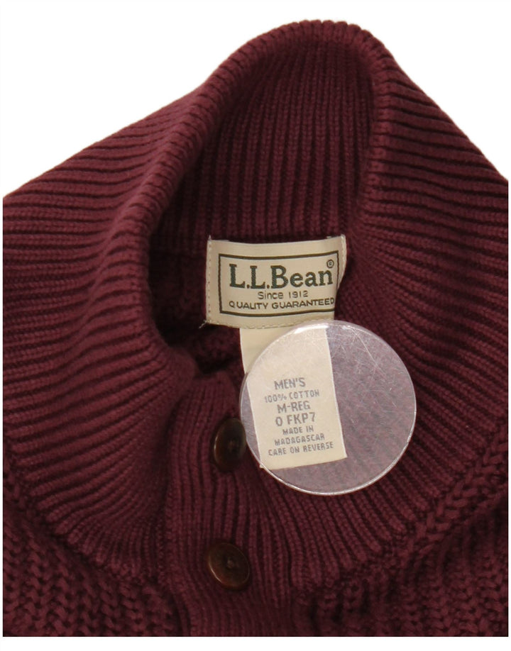 Мужской джемпер с воротником на пуговицах L.L.Bean, средний бордовый хлопковый свитер