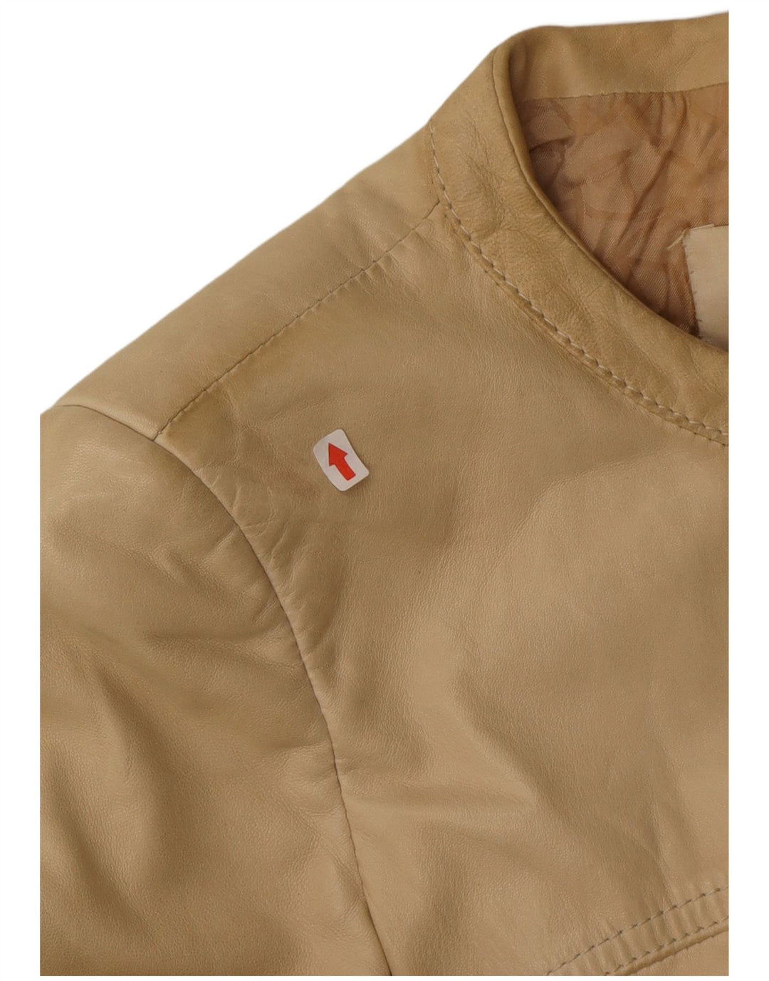 Женская укороченная кожаная куртка Valentino IT 40, маленькая, бежевая кожа