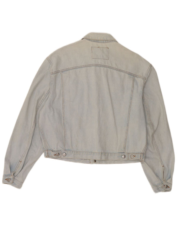 RIFLE Womens Crop Oversized Denim Jacket UK 10 Small Blue Cotton