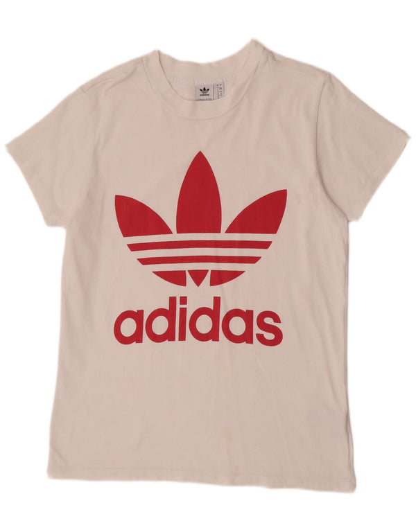 Женская футболка оверсайз с рисунком Adidas Top UK 8, маленькая белая