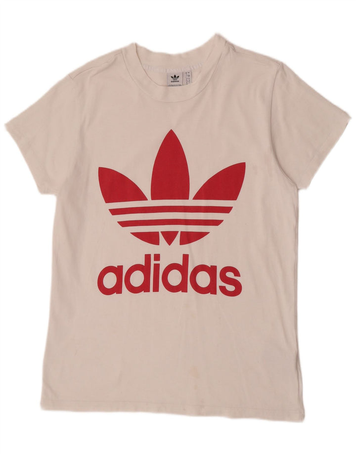 Женская футболка оверсайз с рисунком Adidas Top UK 8, маленькая белая