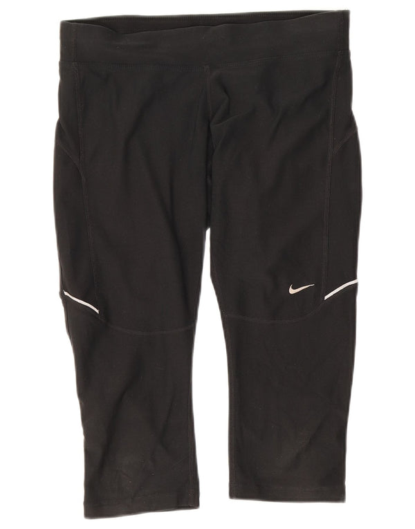 Женские леггинсы-капри Nike Dri Fit UK 10, маленькие черные из полиэстера