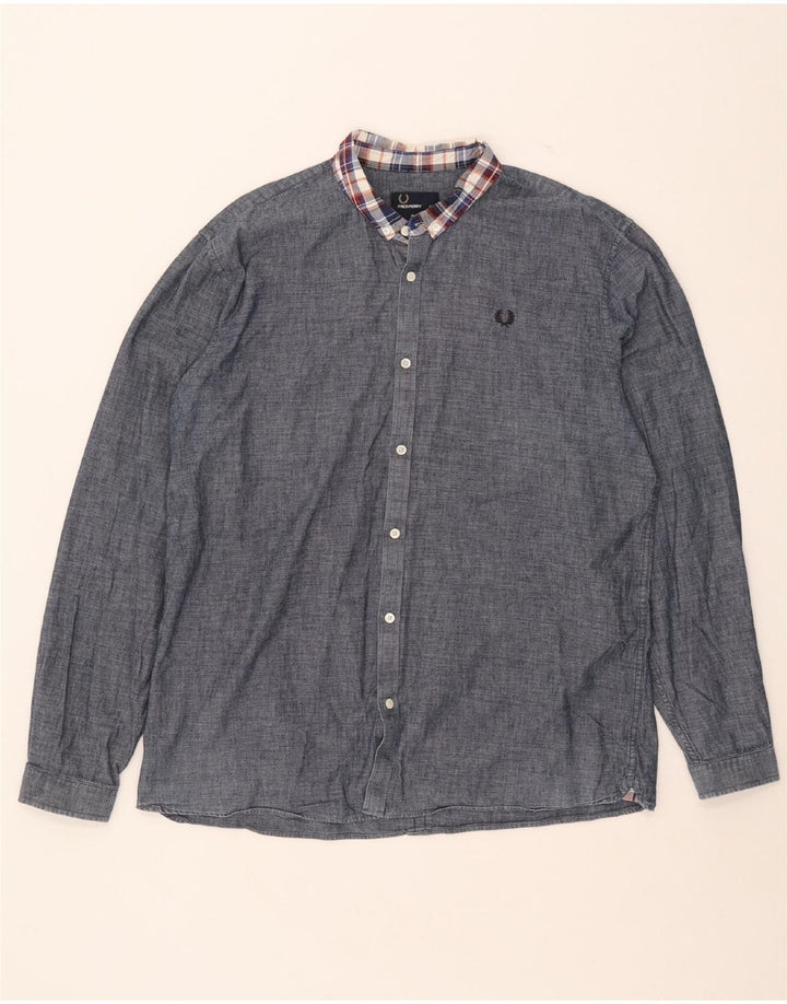 Мужская рубашка узкого кроя Fred Perry XL темно-синяя