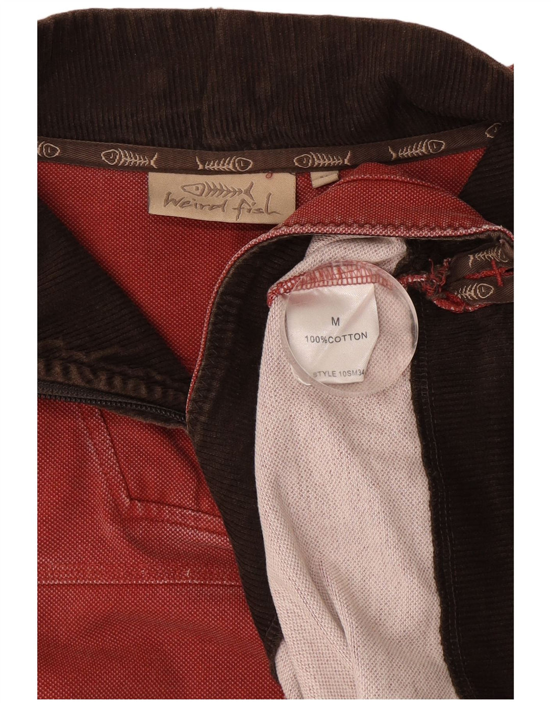 Мужской свитшот с воротником на молнии Weird Fish, джемпер среднего красного цвета, хлопок