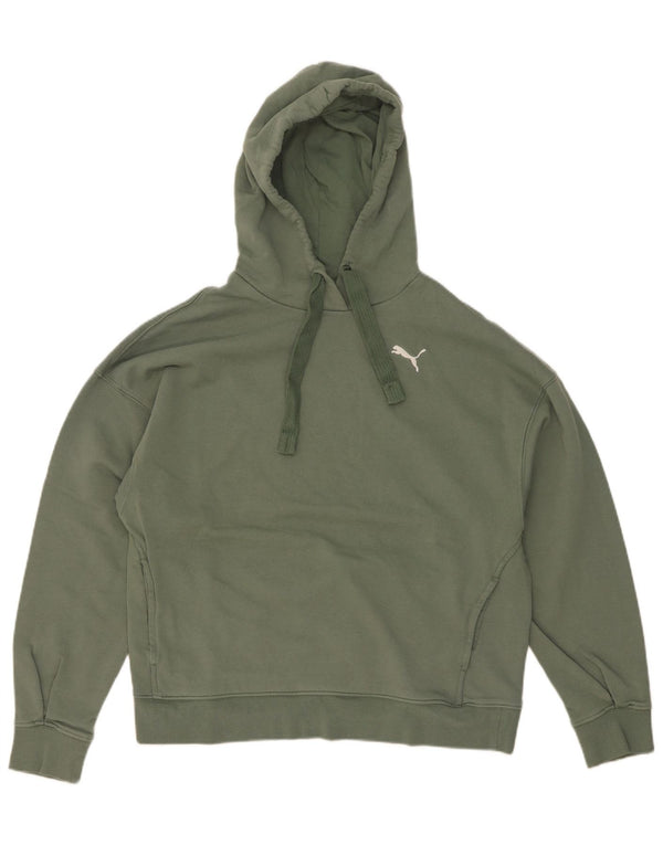 Женский джемпер с капюшоном Puma UK 14, хлопковый средний зеленый цвет