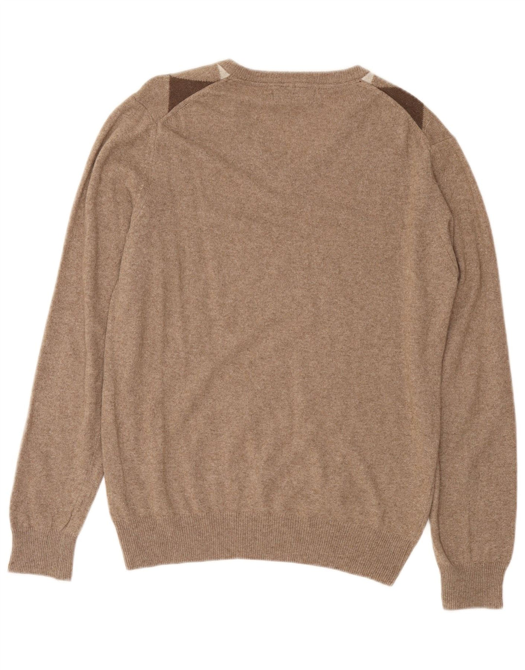 CONSENSO Мужской джемпер с v-образным вырезом, свитер среднего коричневого цвета с узором аргайл/ромб из шерсти