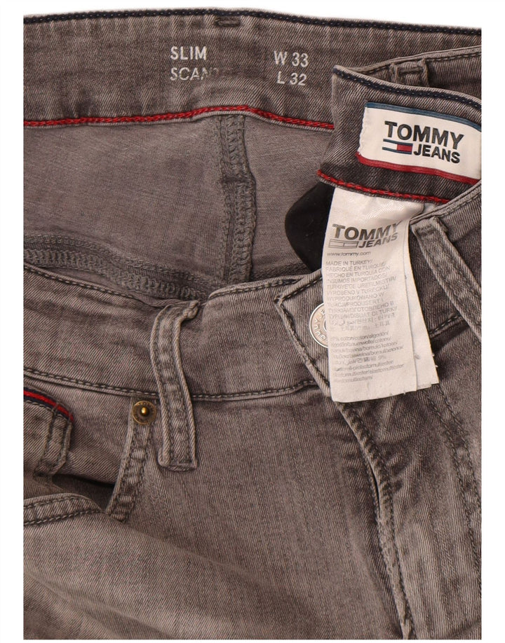 Мужские узкие джинсы Tommy Hilfiger W33 L32 Серые хлопковые