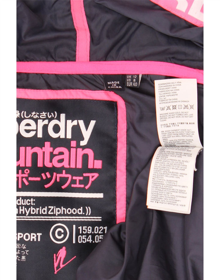 Женская утепленная куртка с капюшоном Superdry UK 12, средний темно-синий в крапинку