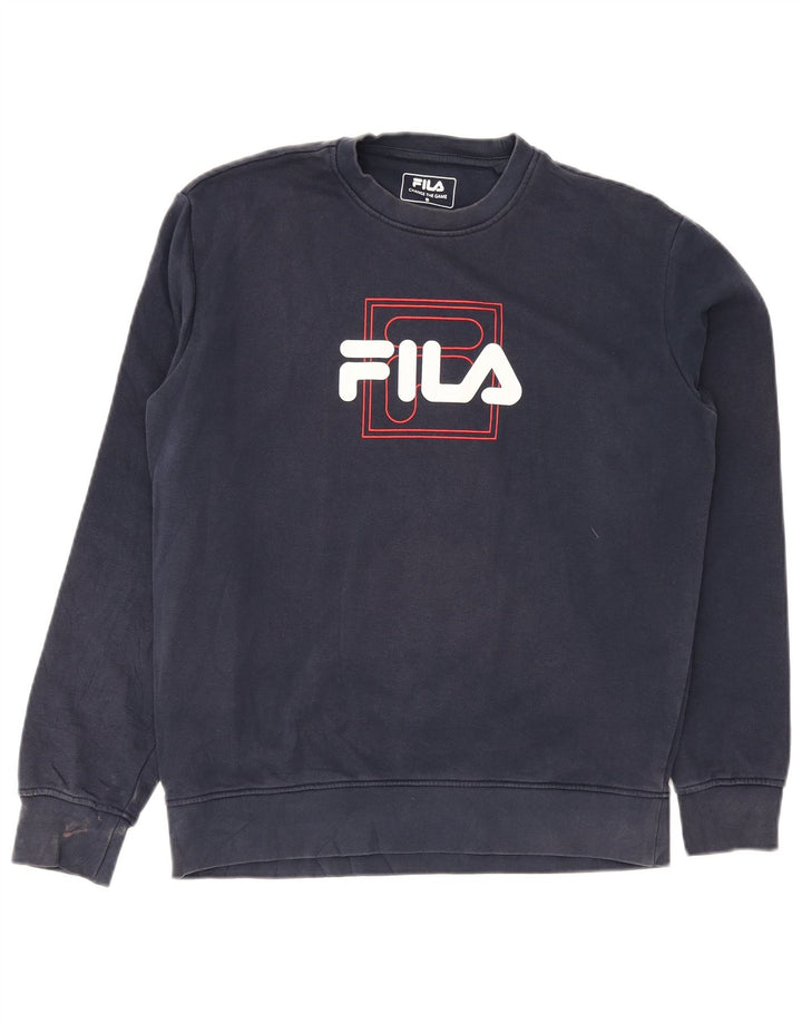 Fila Мужской свитшот с графическим рисунком, маленький темно-синий хлопковый джемпер