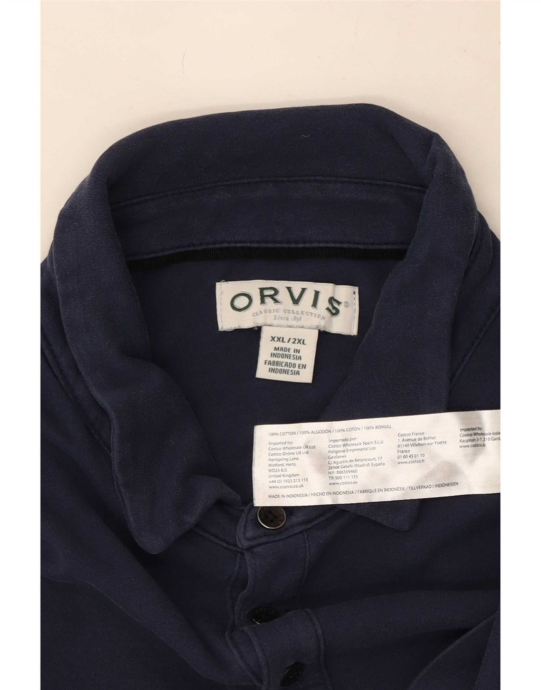 Мужская рубашка-поло Orvis 2XL темно-синяя, хлопок