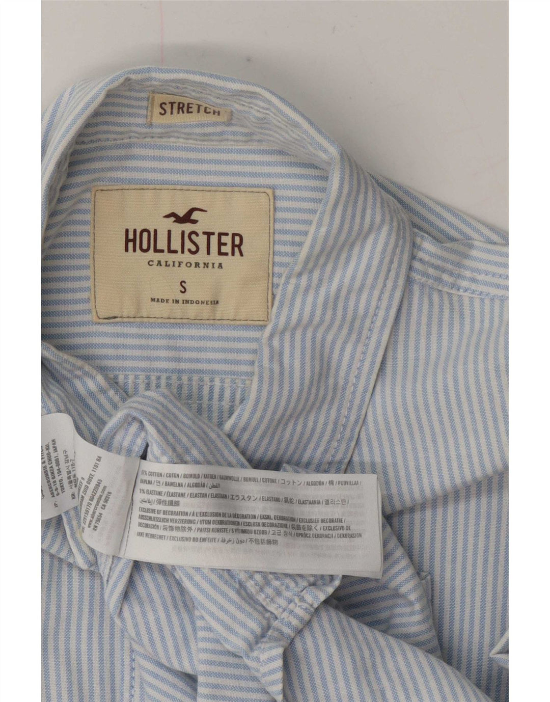 Мужская рубашка Hollister, маленькая синяя хлопковая полоска
