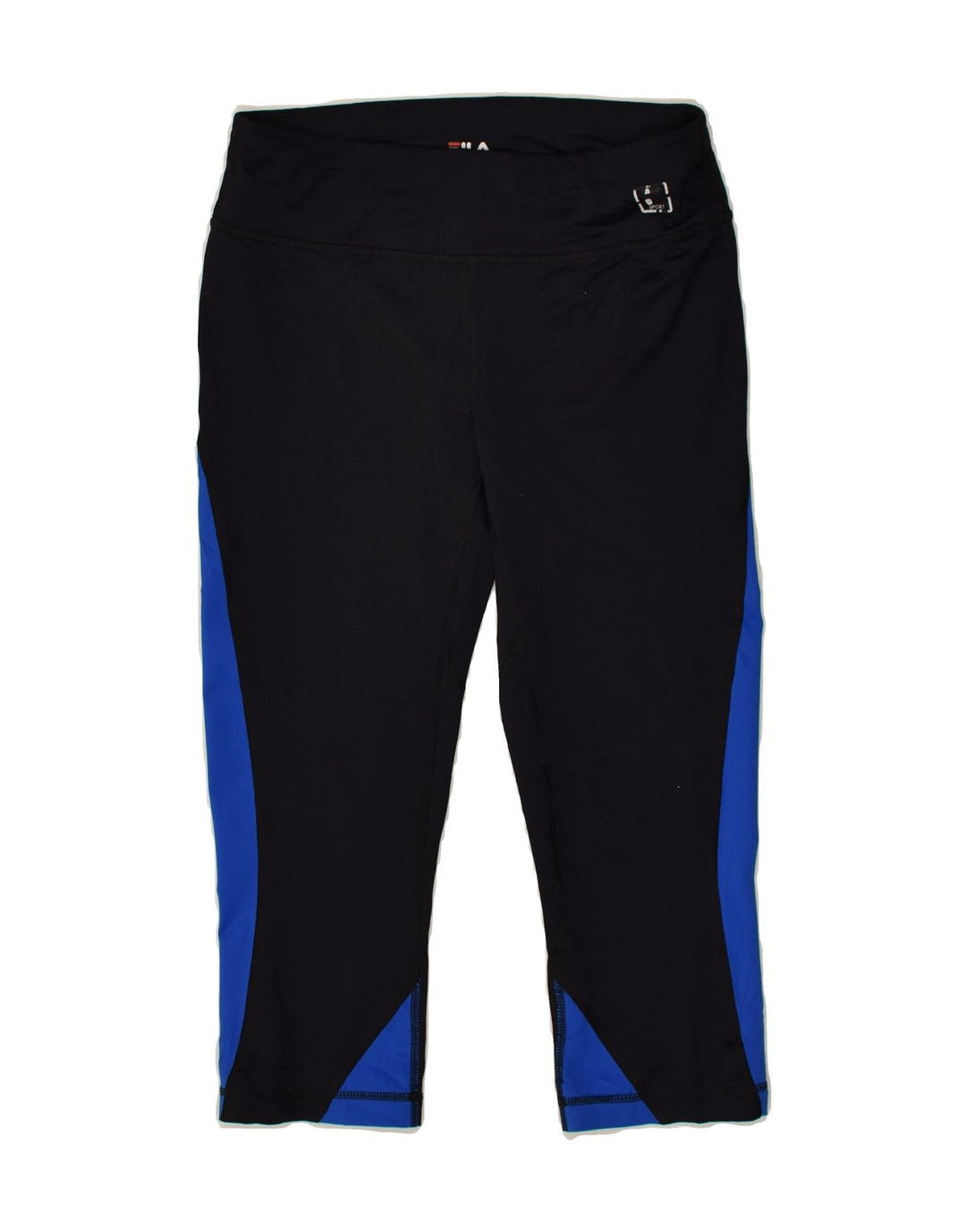 FILA Womens Capri Leggings UK 10 Small Navy Blue Colourblock Polyester | Vintage Fila | Thrift | Second-Hand Fila | Used Clothing | Messina Hembry 
