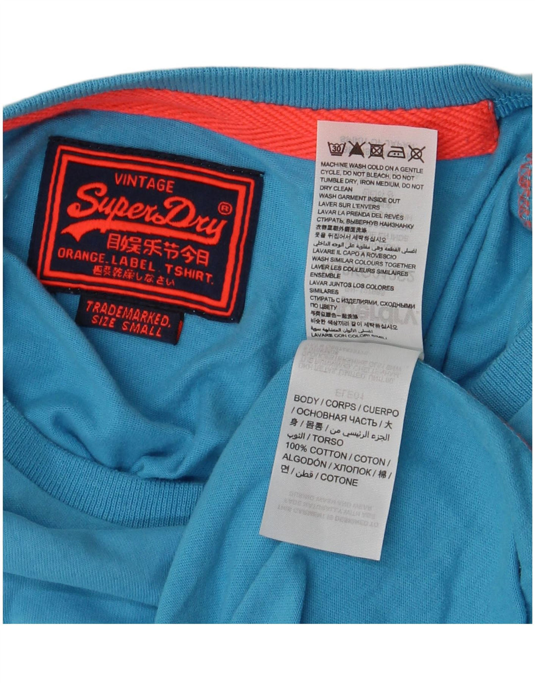 SUPERDRY Мужская футболка, маленький синий хлопок