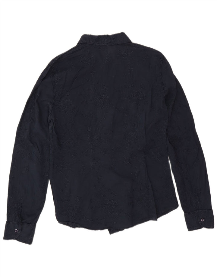 Женская рубашка Marlboro Classics EU 44 XL Темно-синяя с цветочным принтом