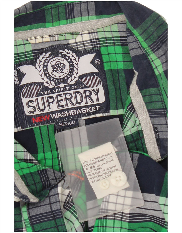 Мужская рубашка Superdry в зеленую клетку, хлопок среднего размера