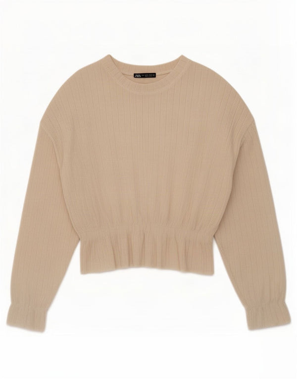 Женская блузка свободного кроя Zara Top UK 10, маленький размер, бежевый полиэстер
