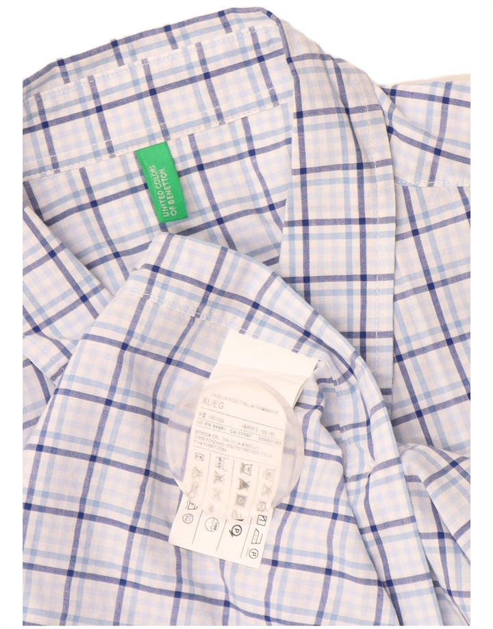 Мужская рубашка Benetton XL, синяя клетка, хлопок