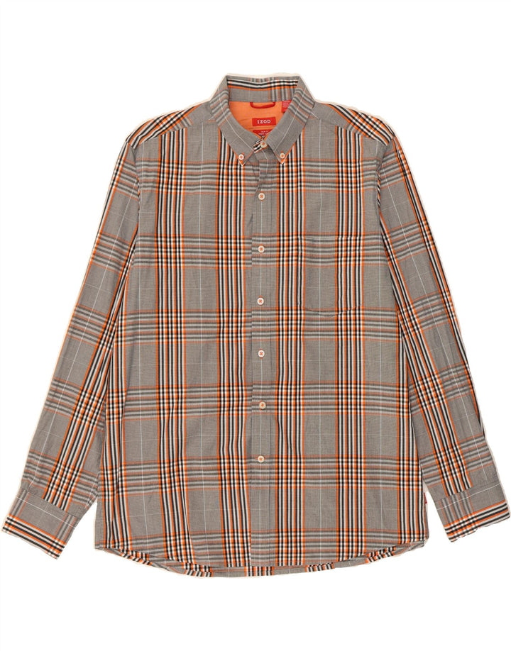 IZOD Mens Slim Fit Shirt Large Grey Check Cotton Vintage Izod and Second-Hand Izod from Messina Hembry 