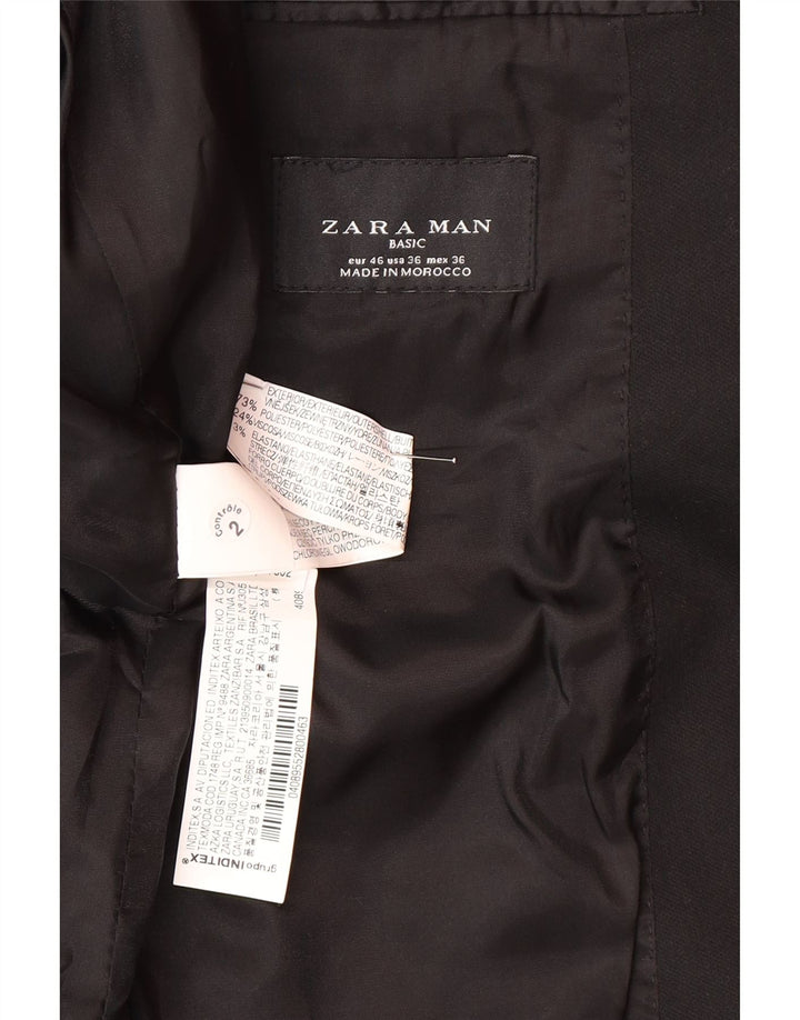 Мужской пиджак Zara на 2 пуговицах EU 46, маленький черный полиэстер
