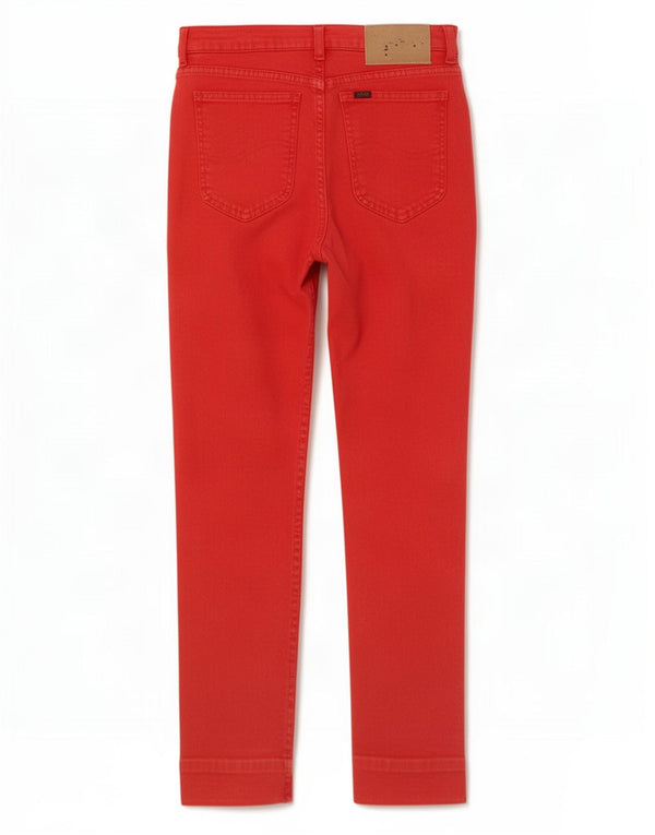 Lee Womens High Waist Tapered Jeans W33 L28 Red Cotton