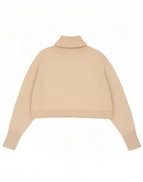 Женский укороченный свободный джемпер с высоким воротником Zara UK 10, маленький белый