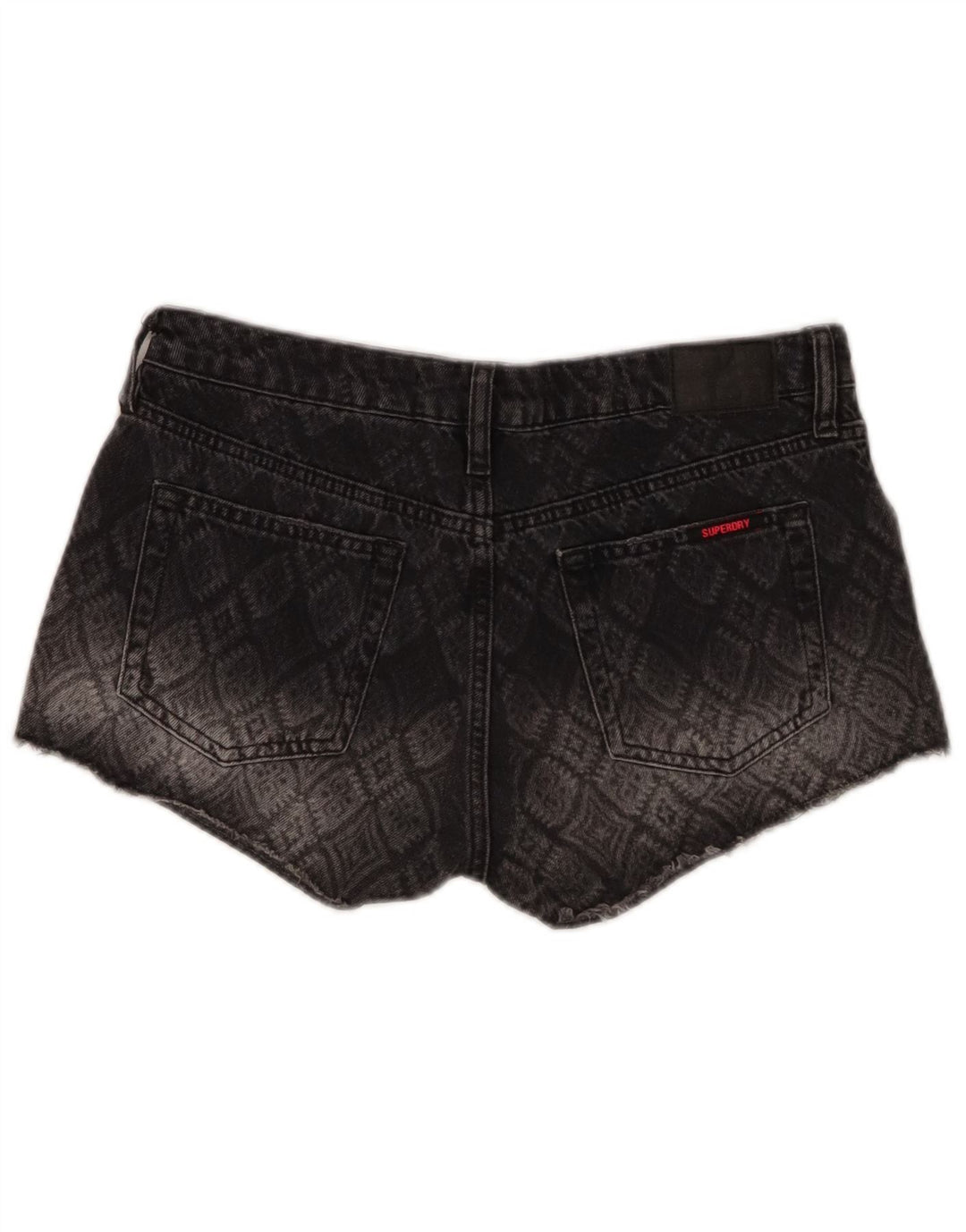 Женские джинсовые шорты Superdry W29, хлопок среднего серого цвета с геометрическим рисунком