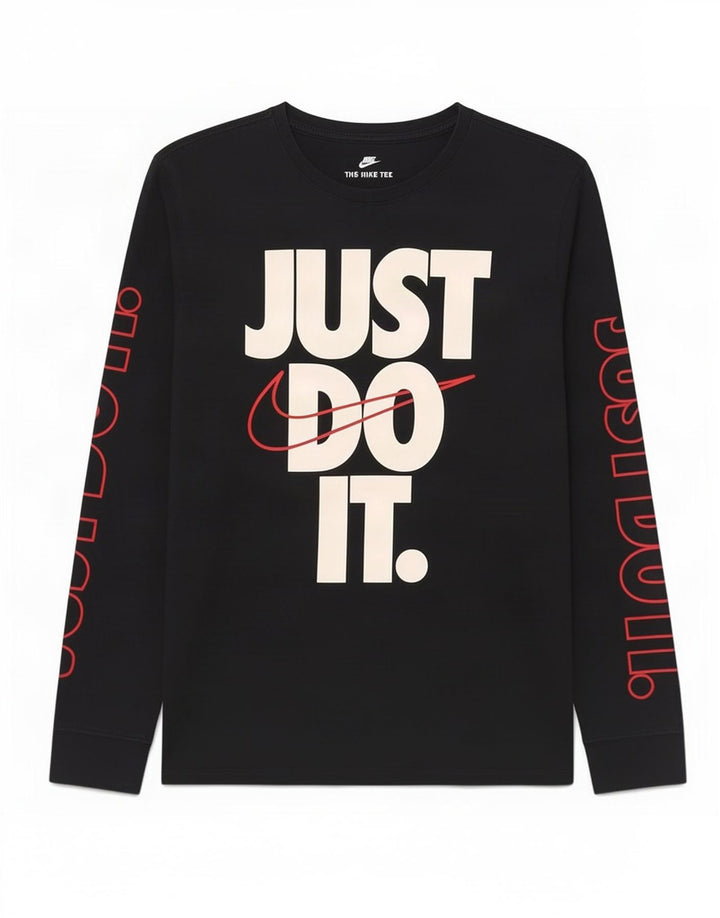 Мужской топ с графикой Nike Athletic Cut, длинный рукав, большой черный, хлопок