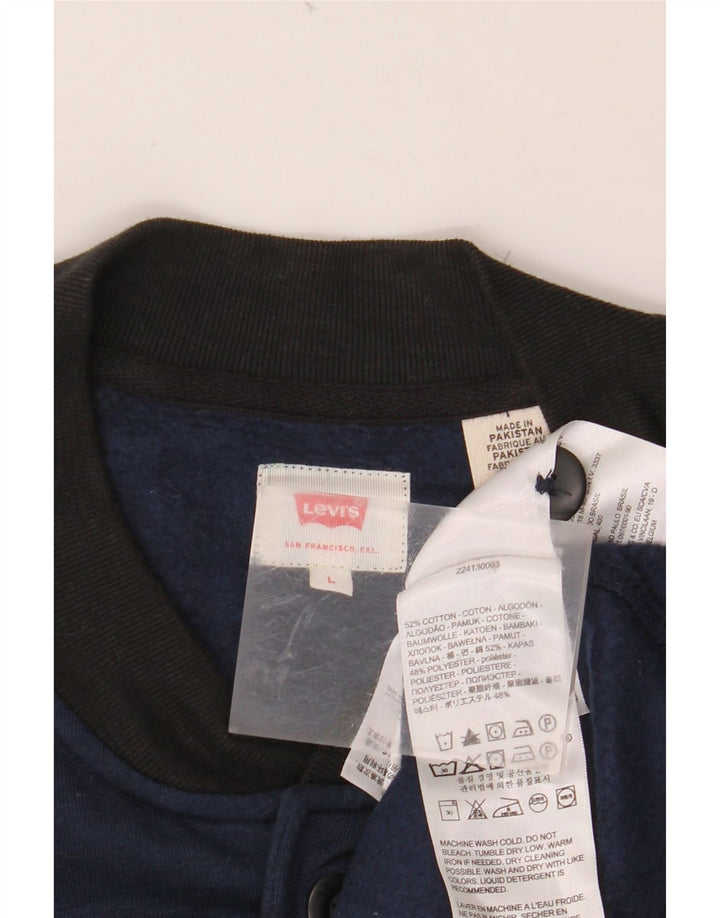Мужская университетская куртка LEVI'S UK 40, большая, темно-синяя, хлопок с цветными блоками