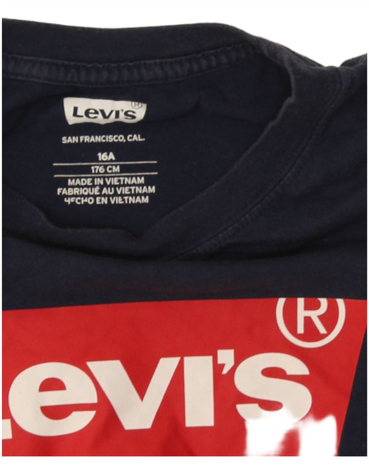 Футболка с рисунком Levi's для мальчиков 15–16 лет, темно-синяя