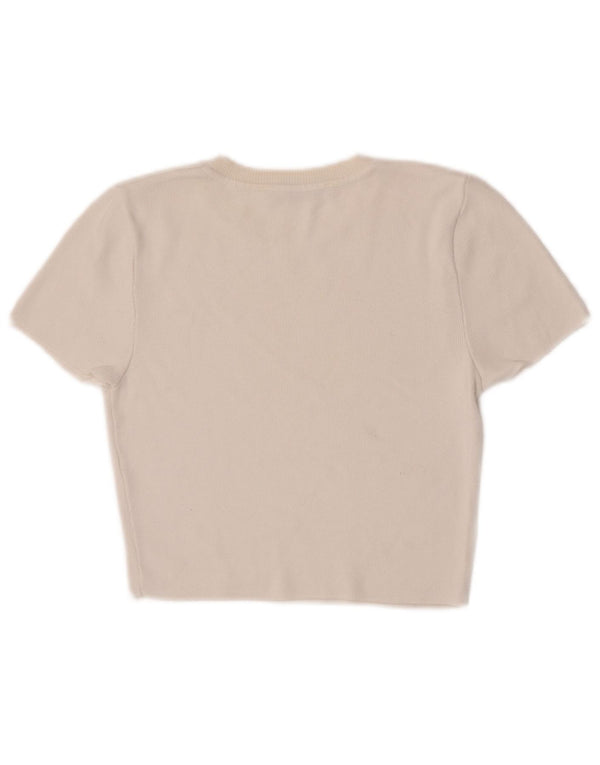 Женский джемпер с коротким рукавом с вырезом лодочкой Zara UK 12, средний белый