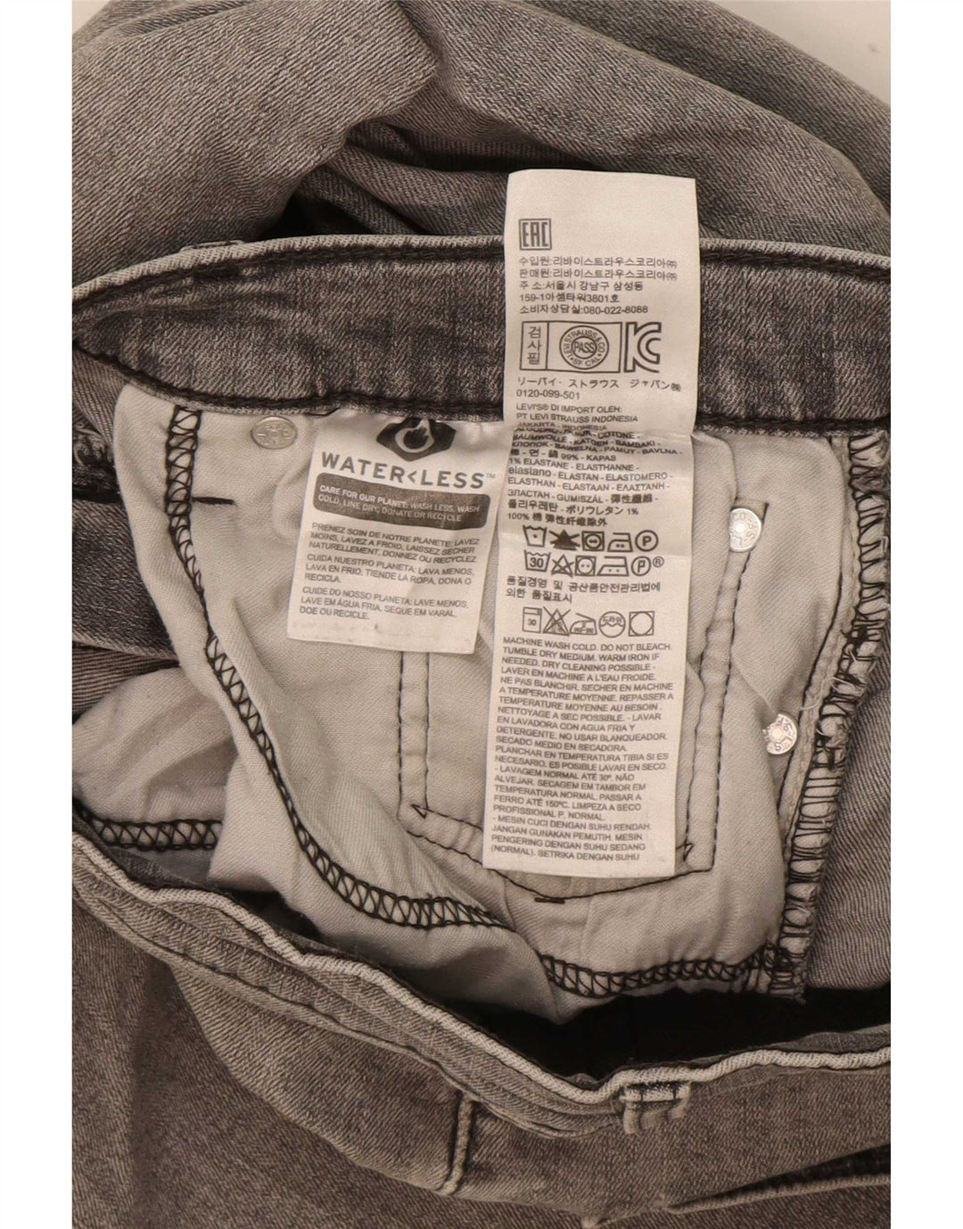 Мужские джинсы Levi's 511 Slim W33 L32 Серые хлопковые