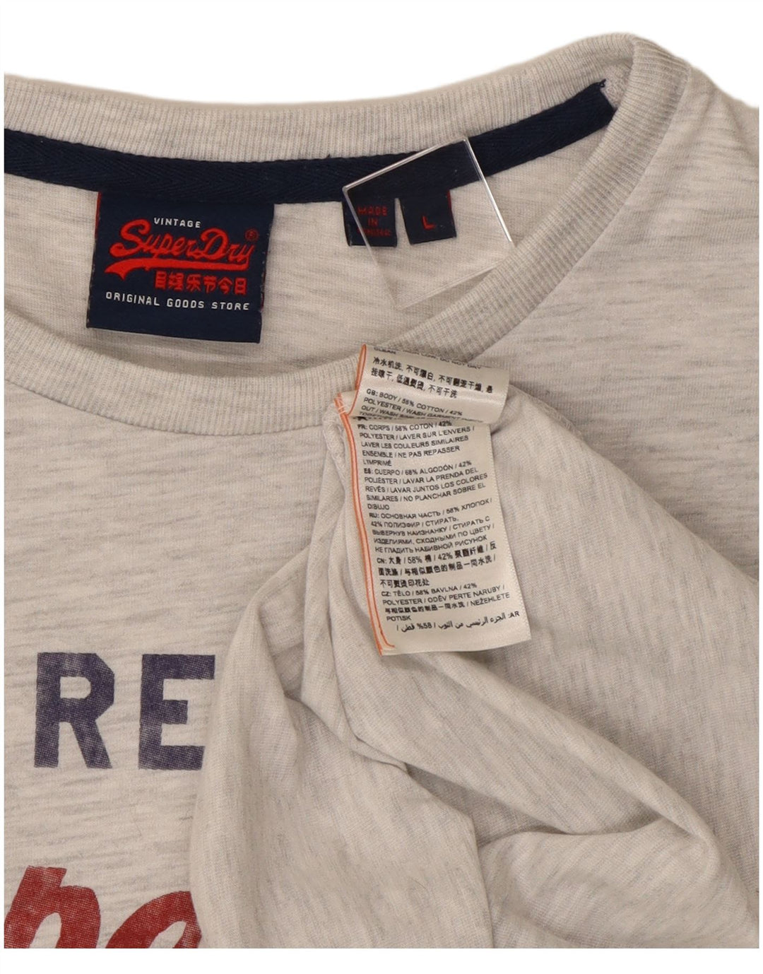 Мужской топ с рисунком Superdry, большой серый хлопок с длинными рукавами и крапинками