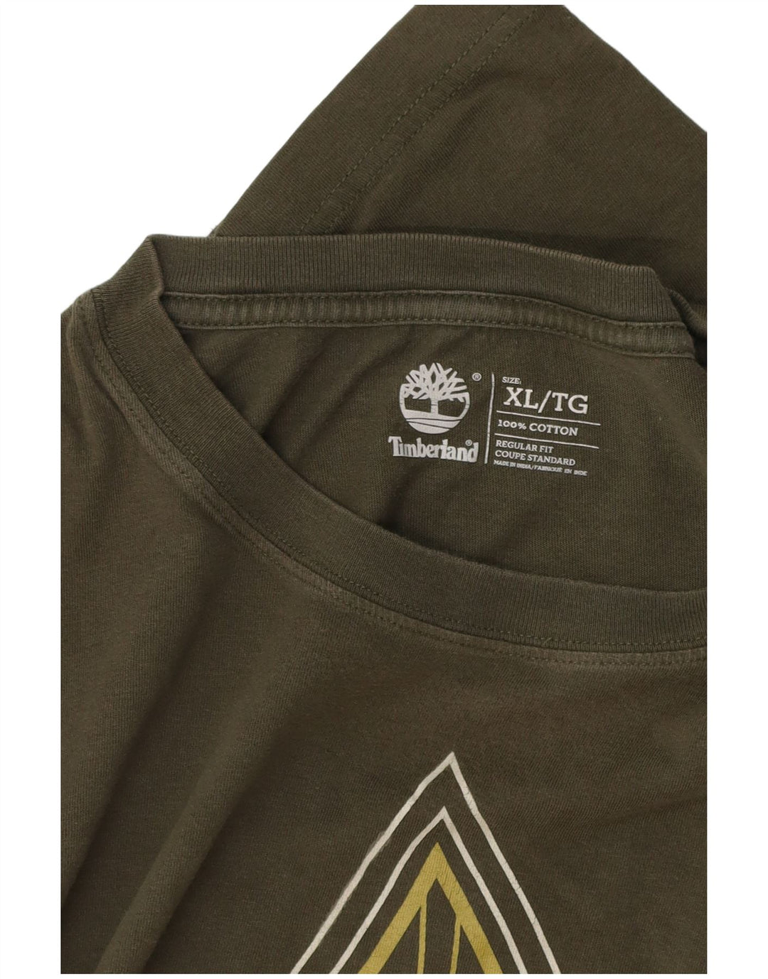 TIMBERLAND Мужской топ стандартного кроя с рисунком и длинным рукавом, XL, цвет хаки, хлопок