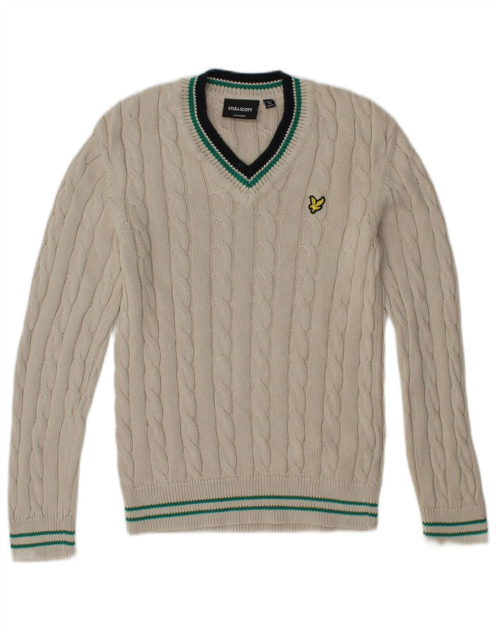 Джемпер с v-образным вырезом для мальчиков Lyle & Scott, 9–10 лет, белый хлопок