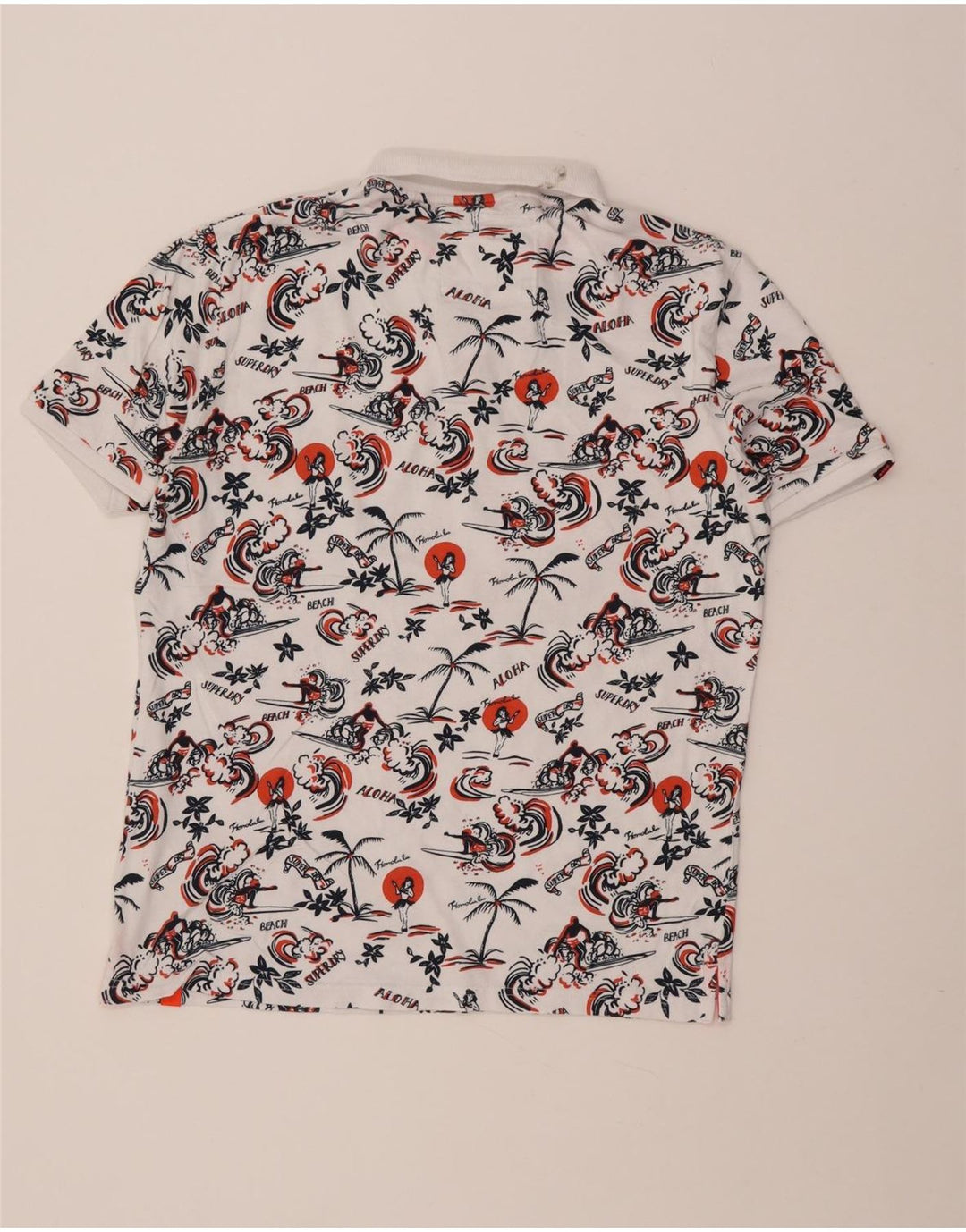 Мужская гавайская рубашка-поло Superdry XL, белый хлопок