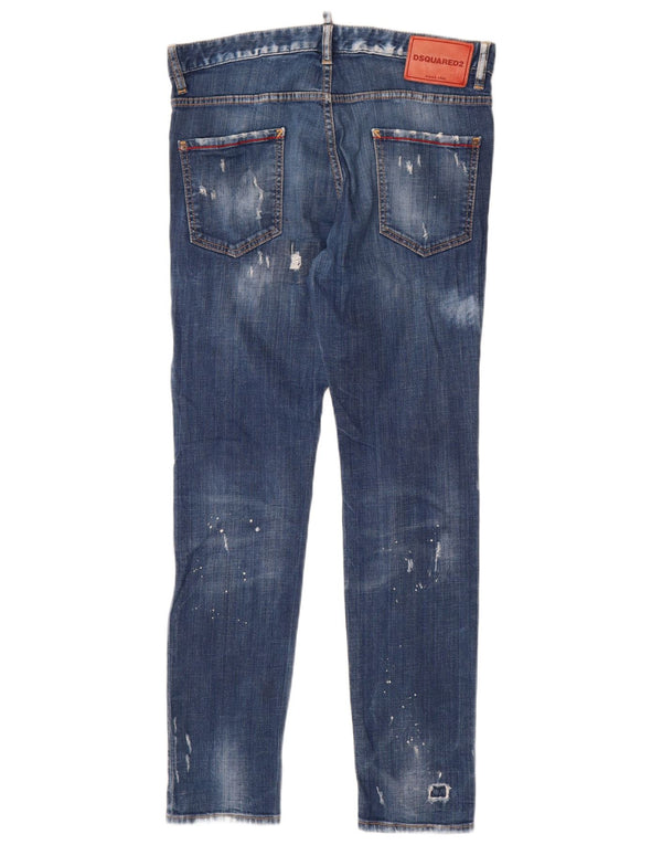 Мужские потертые узкие джинсы Dsquared2 IT 48 Medium W32 L32 Синий хлопок