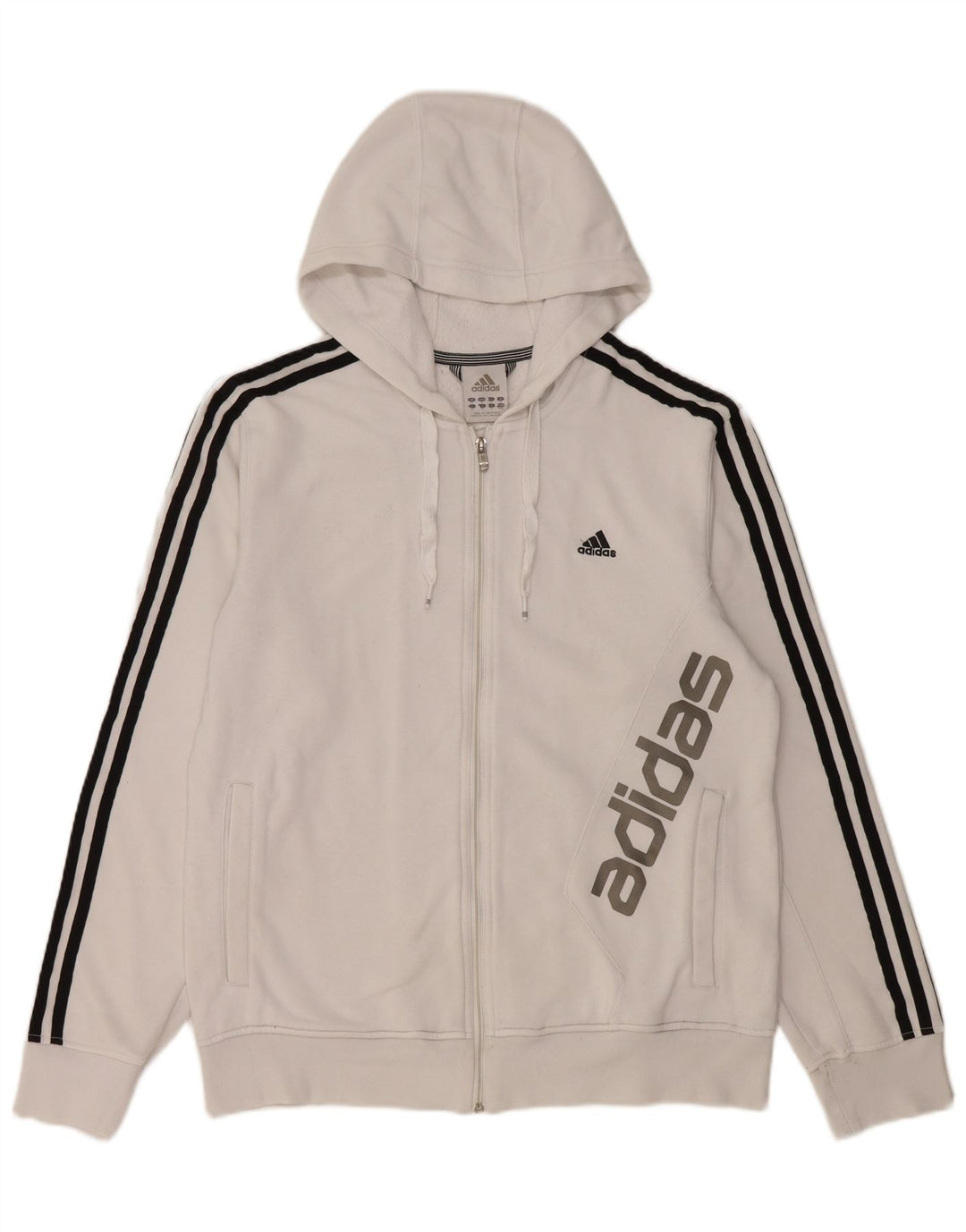 Мужской свитер с капюшоном Adidas на молнии с графическим рисунком, средний белый хлопок, хлопок